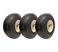 15x6.00-6 Multi Rib Lawnmower Wheels 6ply P508 Rim & Cap 25mm Bearing (Set of 3)