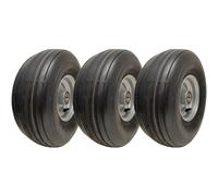15x6.00-6 Multi Rib Lawnmower Wheels 6ply P508 Tyre Rim 20mm Bearings (Set of 3)