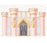 15x8FT (4.6x2.5m) Pink Gold Crown Castle Facade Photography Backdrop