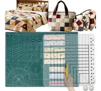 16 1/2" x 16 1/2" XL Slotted Quilting Ruler, Non-Slip Thickened Acrylic Fabric Cutting Template, Precision Multi-Strip Sewing Tool for 1.5" & 2.5" Strips, Patchwork, Jelly Rolls & Geometric Cuts