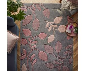 (16. 1096 V Floral - Pink Grey, 160 x 230 cm) Modern Geometric Floral Abstract Area Rugs Check Multi Coloured Non Slip Runner