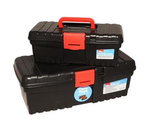 16 & 12 Inch HILKA Heavy Duty Hobby Toolbox Set | Clip Closure | Twin Pack | Carry Handle | DIY | Multi Purpose | Compartment | Contractors | Caddy | Garage TOOLBOX UK FREE P&P