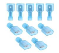 16-14 Awg Insulated Spade Terminal Connectors, Quick Disconnects | Blue Tinned Brass Crimp Ends with Copper Cores, Fully Insulated, for Boat Projects, Panel Wiring and Electricians
