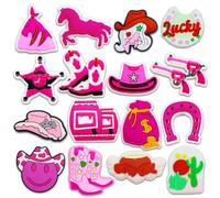 16 17PCS Shoe Charms for Croc Bubble Slides Clogs Sandals, Cheerleader Signs Shell Tooth Happy Birthday Shoe Accessories Decorations for Girls Women Teens Adults, Polyvinyl Chloride, No Gemstone