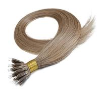 16" 18" 20" 22" -1.0g-Nano Ring Beads Remy Human Hair Extensions -Premium Quality (16" -25 strands, 25g, 8 (Light Brown))
