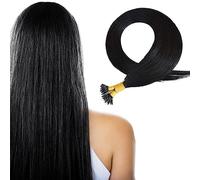 16" 18" 20" 22" Nano Ring Beads Remy Human Hair Extensions -Premium Quality (16" - 50 strands, 50g, 1 (Jet Black))