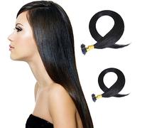 16" 18" 20" 22" Nano Ring Beads Remy Human Hair Extensions -Premium Quality (16" - 50 strands, 50g, 1B (Natural Black))