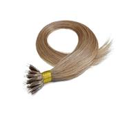 16" 18" 20" 22" Nano Ring Beads Remy Human Hair Extensions -Premium Quality (16" - 50 strands, 50g, 8 (Light Brown))
