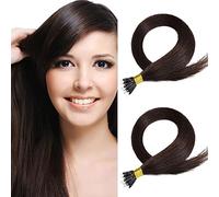 16" 18" 20" 22" Nano Ring Beads Remy Human Hair Extensions -Premium Quality (22" - 50 strands, 50g, 2 (Darkest Brown))