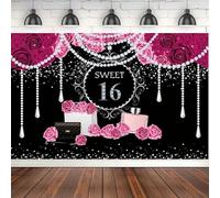 16 18 20 30th 40th Birthday Photography Backdrop Red Curtain Flower Glitter Dots Photographic Background Photo Studio Poster 120X80cm