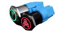 16/19/22mm Latching/Momentary horn trumpet Metal Push Button Switch Reset Boat Car Symbol Ring Lamp LED 5V 12 24V 110V 220V IDGTTLDF(16mm Black shell)