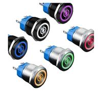 16/19/22MM Power Sign Push Button Switch Lightning Symbol Waterproof Momentary Latching Car Boat On Off 6V 12V 24V 220V Red Blue(16MM,100-240V(220V))