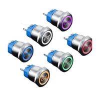 16/19/22mm START STOP ON OFF Symbol Push Button Switch Equipment LED Illuminated Momentary Latching Red Green Blue Car 12V 24V(19mm,LED Green)