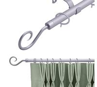16-19 mm Extendable Metal Curtain Pole Rods Voile Easy Fitting Crook Satin Steel 70-120 cm