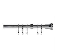16-19mm Extendable Metal Diamante Trumpet Chrome Curtain Pole Set with Finials Rings & Fittings (170cm-300cm)