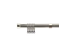 16-19mm Fenton Extendable Metal Curtain Pole Set Brushed Silver 160-300Cm