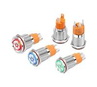 16 19mm Metal Button Switch 10A High Power Power Equipment Start Stop Circular Switch Self Lock Reset IDGTTLDF(Green,19MM_9-24V)