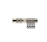 16-19mm Sparkle Extendable Metal Curtain Pole Set Brushed Silver 120-210Cm