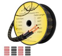 16/2 Speaker Wire 100 Feet, 16AWG Gauge Speaker Cable, Direct Burial, Durable Nylon Braided, in Wall, 2 Conductors, OFC Oxygen-Free Copper, for Car Audio Stereos, Home Theater, Surround Sound, Radio