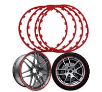 16-21in Universal Wheel Hub Decorative Bar, Car Wheel Hub Rim Edge Protector Ring, 4 Pcs Ylon Round Edge Decoration - Protective Ring, Good Elasticity, Fits Many Cars,16in,Red