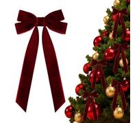 16/24/36Pcs Velvet Bows for Christmas Tree,Christmas Decor Ribbon, Small Bows Ornaments for Garland Wreath Gift Wrapping Candy Bags Party Decorations (Wine Red,24pCS)