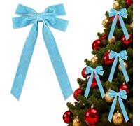 16/24/36Pcs Velvet Bows for Christmas Tree,Christmas Decor Ribbon, Small Bows Ornaments for Garland Wreath Gift Wrapping Candy Bags Party Decorations (Blue,24pCS)