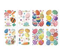 16/24 Pcs Easter Decals Stickers Egg Chick Flower Carrot Pattern Decorative for Home School Fridge Party Window Stickers Eggs Carrot Window Glass Decor Sticker for Home School Fridge Party
