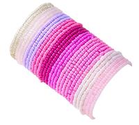 16-30Pcs Handmade Bohemian Colorful Crystal Seed Beads Stackable Adjustable Elastic Stretch Multilayerd Bracelets for Women Summer Vacation Beach Boho Bangle Jewelry, Adjustable, Metal, no gemstone