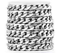 16.4 Feet Flat Chunky Miami Cuban Chain 10mm Twisted Curb Link Chain Punk Hip Hop Chain Stainless Steel Chain with Spool for Necklace Jewelry Making