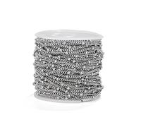 16.4 Feet Silver Stainless Steel Curb Thin Chain Twisted Link Cross Cable Chain 2mm Satellite Beaded Chains Necklace with Spool for DIY Jewelry Making