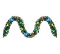 16.4 FT Artificial Christmas Garland with Lights, Pre-Lit LED Mini String Lights, Battery Operated Xmas Garland for Home Stair Railing Indoor Wedding Party Christmas Ornament Decorations(green)