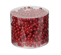 16.4ft Christmas Tree Beaded Garland with 5mm Faux Pearl Strands on Fishing Line, Flexible Decoration for Xmas Trees, Wreaths, Doorways, Weddings, Parties and DIY Crafts i(red)