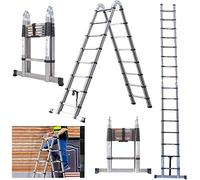16.4ft Multi Purpose Ladder 16 Steps Telescoping Extendable Folding Portable Ladder 8.2ft+8.2ft Herringbone A-frame Ladder for Workshop House Garden Office, 330lb Load Capacity