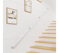 16.4ft White Wrought Iron Staircase RailingIndoor/Outdoor Metal Bannister Square Design Safety Rail for Steps Wall Mount Handrail (500cm)