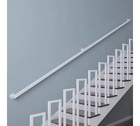 16.4FT White Wrought Iron Wall Mounted Railing for IndoorOutdoor Steps Square Pipe with Aesthetic Balusters for Enhanced Safe & Home Decor
