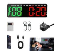16.5" Gym Timer, Large LED Digital Gym Clock with Stopwatch, Count Down/Up, Remote Control Fitness Interval Timer with USB-C Cable and UK Plug, for TABATA, EMOM, FGB, Indoor and Outdoor
