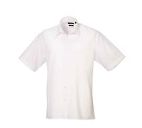 (16.5 in, White) Premier Mens Poplin Short-Sleeved Shirt