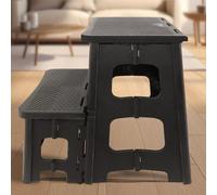 16.5 Inch/42cm Folding Step Stool Large Size Kitchen Anti Folding Step Ladder Portable Collapsible Plastic Bedside Step Stool For Adults Space Saving 300 Lbs Load Capacity, Pack Of 2, Black