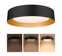 16.5 inch/42cm LED Ceiling Light Fixture,Dimmable Flush Mount Ceiling Light Matte Black with Gold Inside,3000K/Warm White/30W, Light Fixtures Ceiling Mount for Bedroom,Outdoor,Foyer