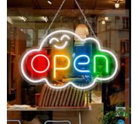 16.5"x 10.2" LED Neon Open Sign for Business, Ultra Bright Lighted Sign Open with ON/OFF Switch, Cloud Electric Light up Sign for Stores, Restaurants Offices Retail Shops Window Storefronts