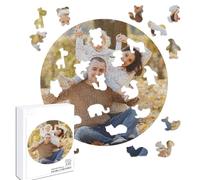 16.53inches Personalized Circular Photo Puzzle 68/120/195 Pieces Adults Custom Picture Family Pet Dog Cat Wooden Puzzles Toys Birthday Anniversary Memorial Gifts for Adult Kids (195piece)