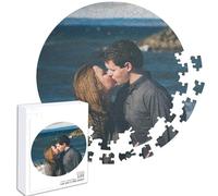 16.53inches Personalized Circular Photo Puzzle 68/120/195 Pieces Adults Custom Picture Family Pet Dog Cat Wooden Puzzles Toys Birthday Anniversary Memorial Gifts for Adult Kids (120piece)