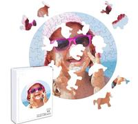 16.53inches Personalized Circular Photo Puzzle 68/120/195 Pieces Adults Custom Picture Family Pet Dog Cat Wooden Puzzles Toys Birthday Anniversary Memorial Gifts for Adult Kids (68piece)