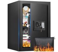 16.54 Inches Tall Safe Box, 2.5 Cuft Home Safe with Fireproof Waterproof Bag, Anti-Theft Digital Security Lock Box with Smart Alert System, Removable Shelf, Mute Function, Document Safes for Jewelry