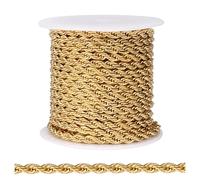 [16.5FT] 18K Gold Plated Rope Chains for Jewelry Making, 3mm Wide 304 Stainless Steel Twisted Link Chain Roll Bulk for DIY Jewelry Making Craft