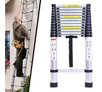 16.5ft/5m Aluminum Collapsible Ladder Extension Telescoping Climb Adjustable Folding Tools 13Steps Max.330lbs, for Household Home Warehouse Indoor Multi-Function