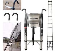 16.5FT Ladders Extendable Telescopic Ladder 5M, Stainless Steel Collapsible Extension Loft Ladder with Non-Slip Feet & Stable Hook, Telescoping Ladders Multi Purpose DIY Tools Portable Max Load 330Lbs