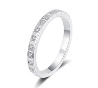 16.5pt Half Eternity Moissanite Ring,Engagement Ring GRA Certified, Deep Set Women's Wedding Band 925 Silver D-VVS EX Cut(10, 16.5 pt)