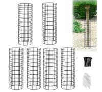 16.6" x 14.6" Tree Protection Fence Tree Guard with Cable Ties & Metal Stakes Effective Bark Shield for Protecting Trees from Deer Trimmers & Mowers (6 Pack)