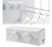 16.7Ft Retractable Washing Line,Non-Sagging Clothes Line Indoor & Outdoor Wall Mounted Clothes Line,Extendable Clothes Drying Line Stainless Steel Line（ (White)